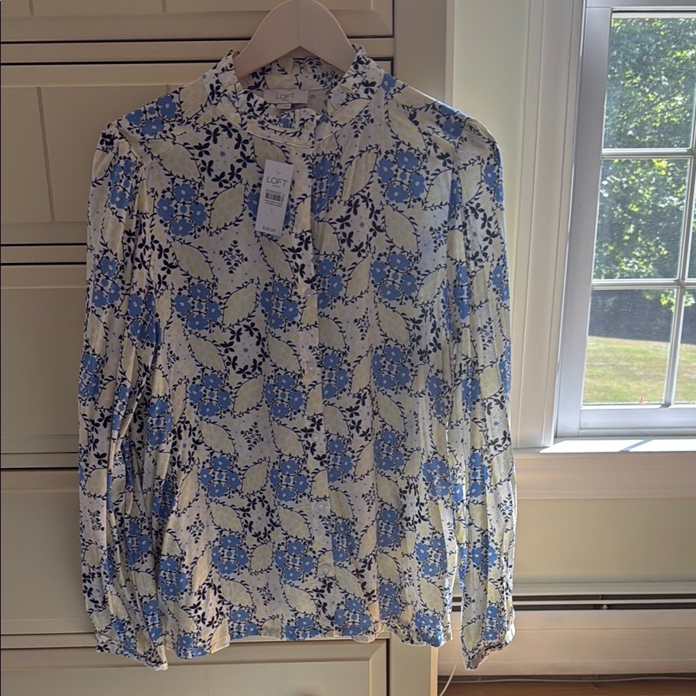 LOFT Floral Button-Up Blouse